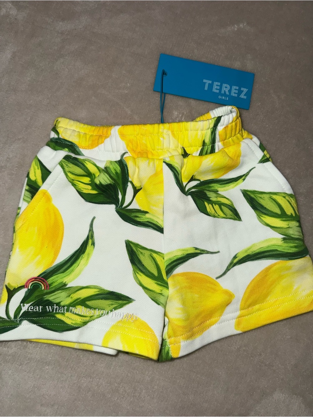 Terez Girls Lemon Print Yellow Shorts
